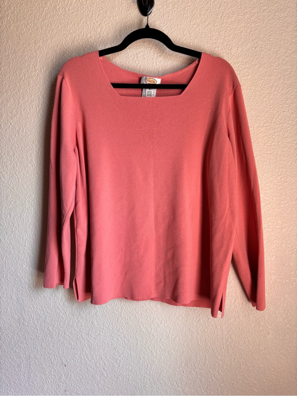 Vintage Talbots Women's Square Neck Coral Pink Sweater 2X